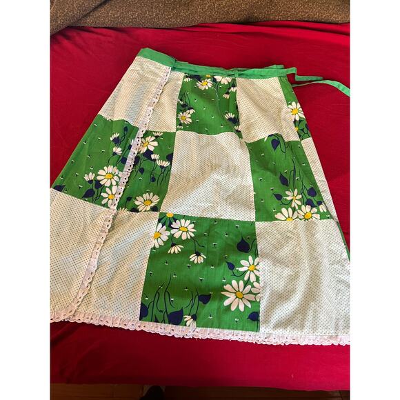 Vintage 70s patchwork wrap skirt midi reversible daisy boho prairie cottage core - Picture 1 of 9